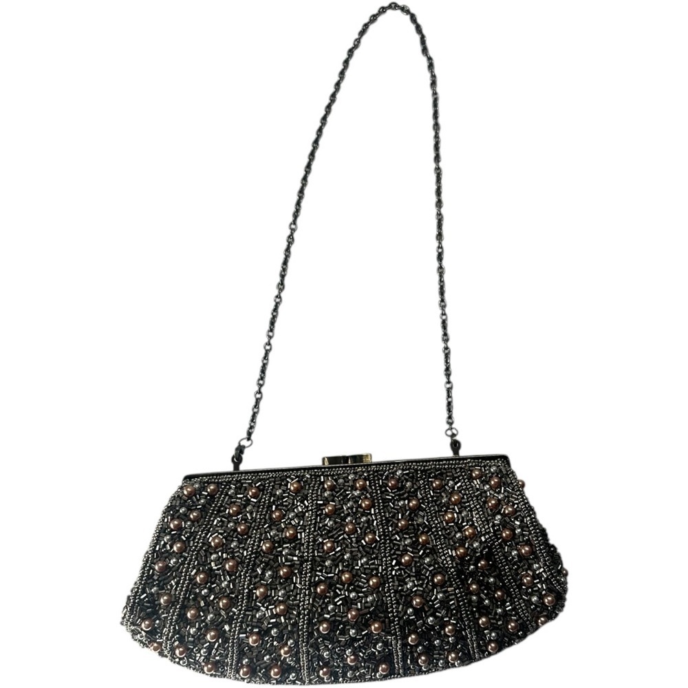 Glint Beaded Pearl Shoulder Strap Clutch Bag